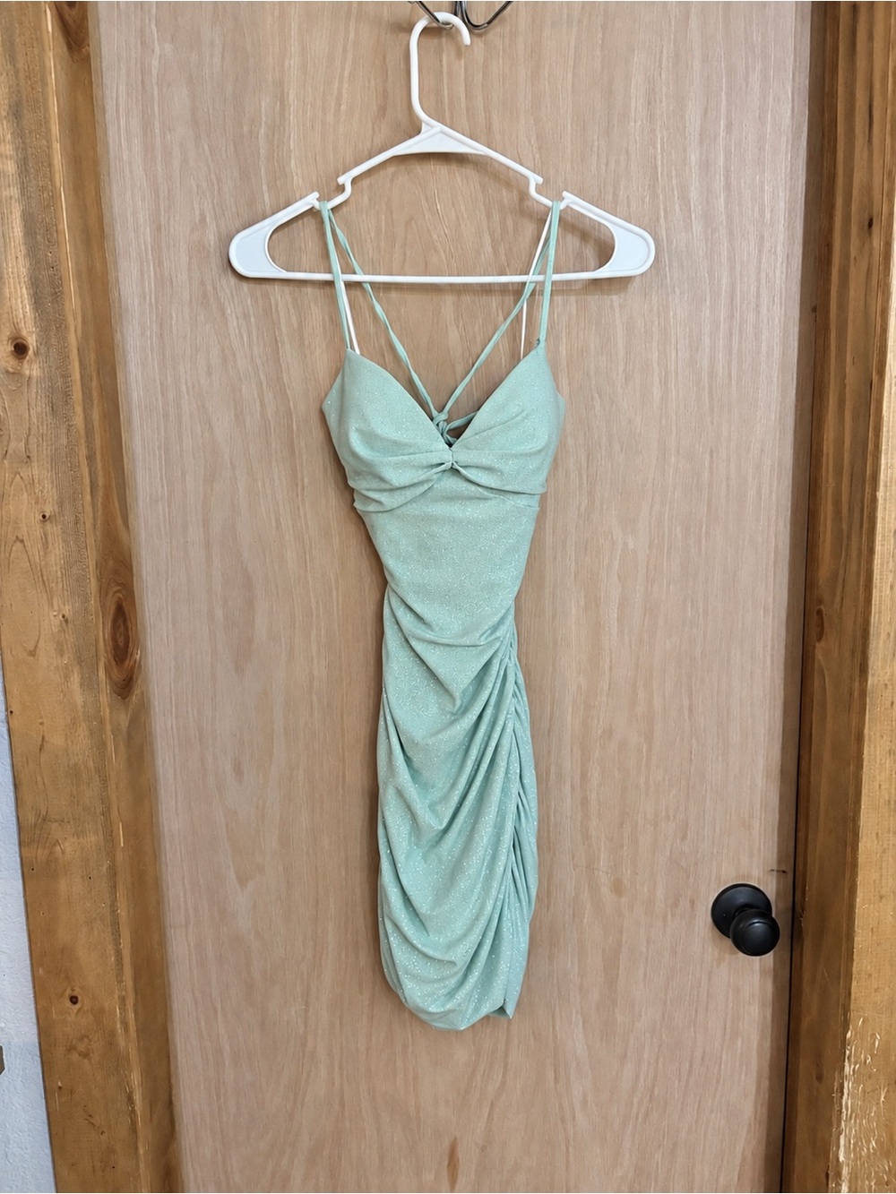 Strappy Ruched Mint Green Formal Dress